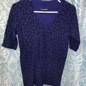 3/4 sleeve cheetah print v neck blouse